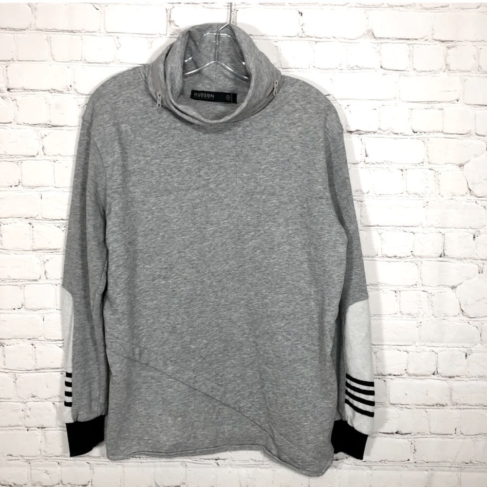 Hudson Sweater Womens Medium Gray Turtleneck Zippered Pullover Sweatshirt